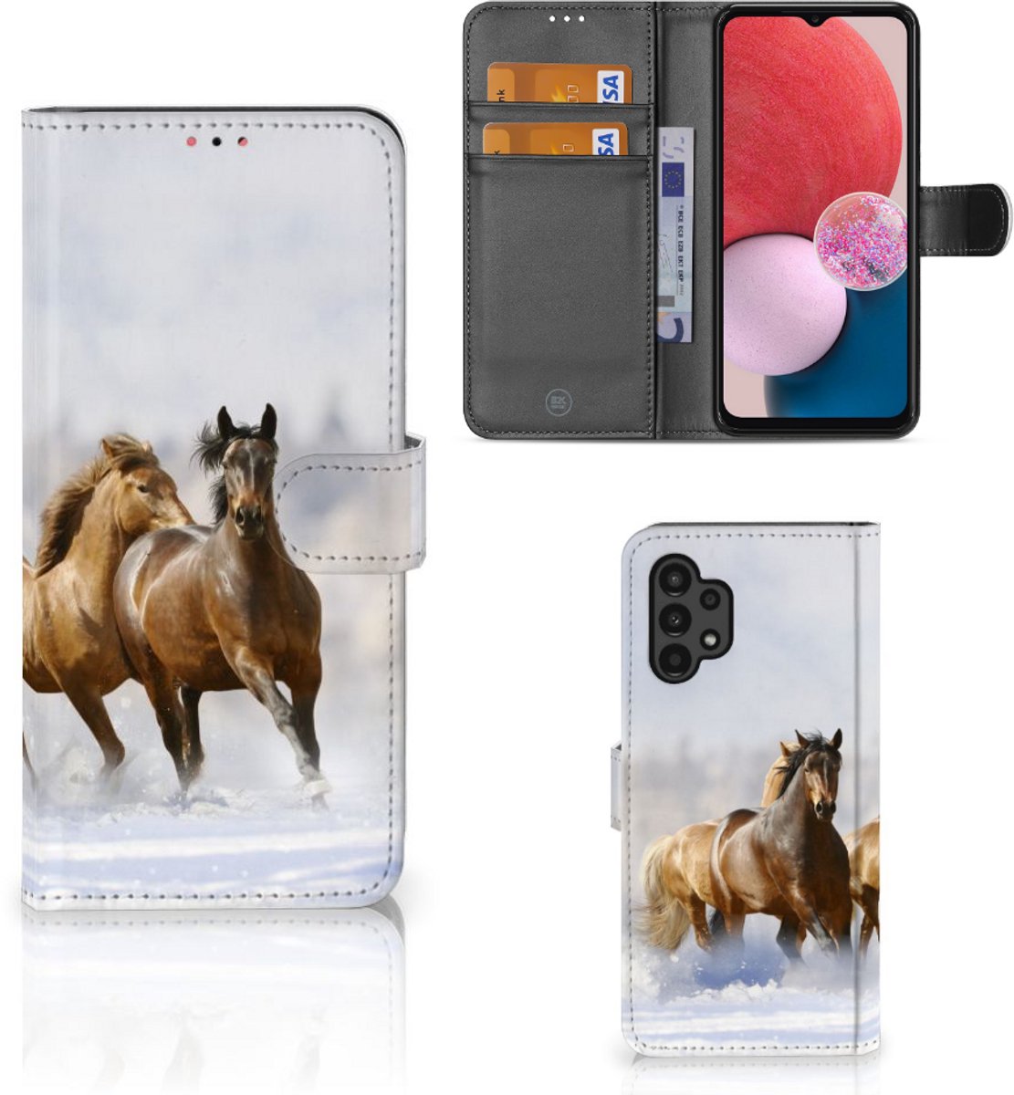 Samsung Galaxy A13 (4G) Telefoonhoesje met Pasjes Paarden