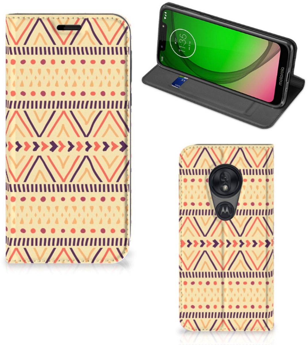 Motorola Moto G7 Play Hoesje met Magneet Aztec Yellow