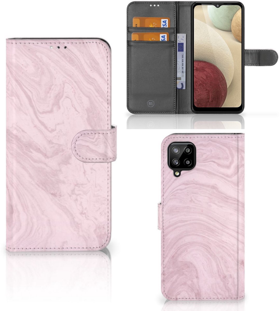 Samsung Galaxy A12 Bookcase Marble Pink - Origineel Cadeau Vriendin