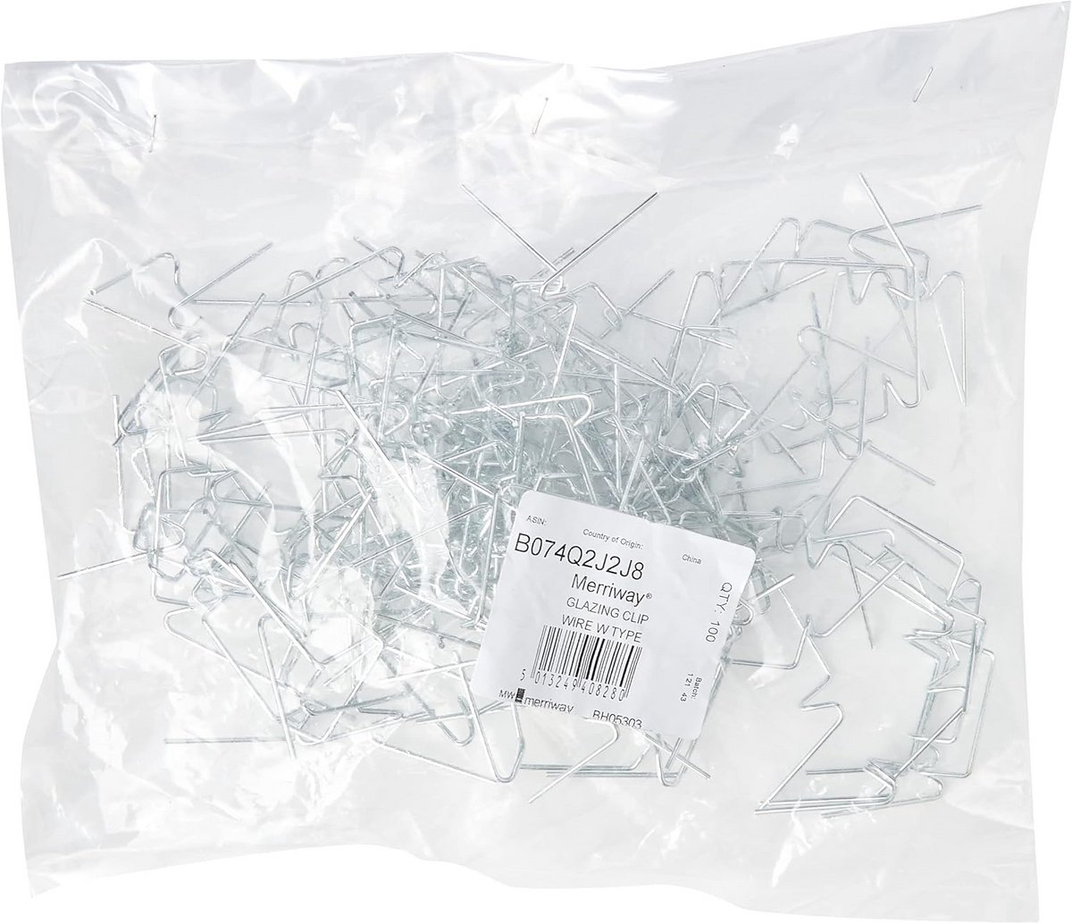 Broeikasbeglazing Clipdraad W Type - 100 Stuks, Wit
