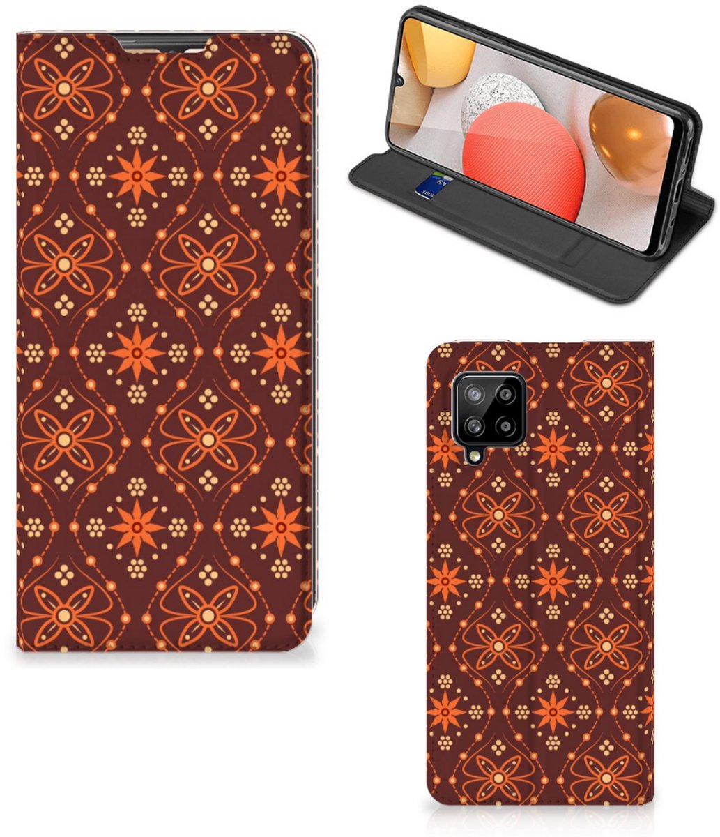 Samsung Galaxy A42 Hoesje met Magneet Batik Brown
