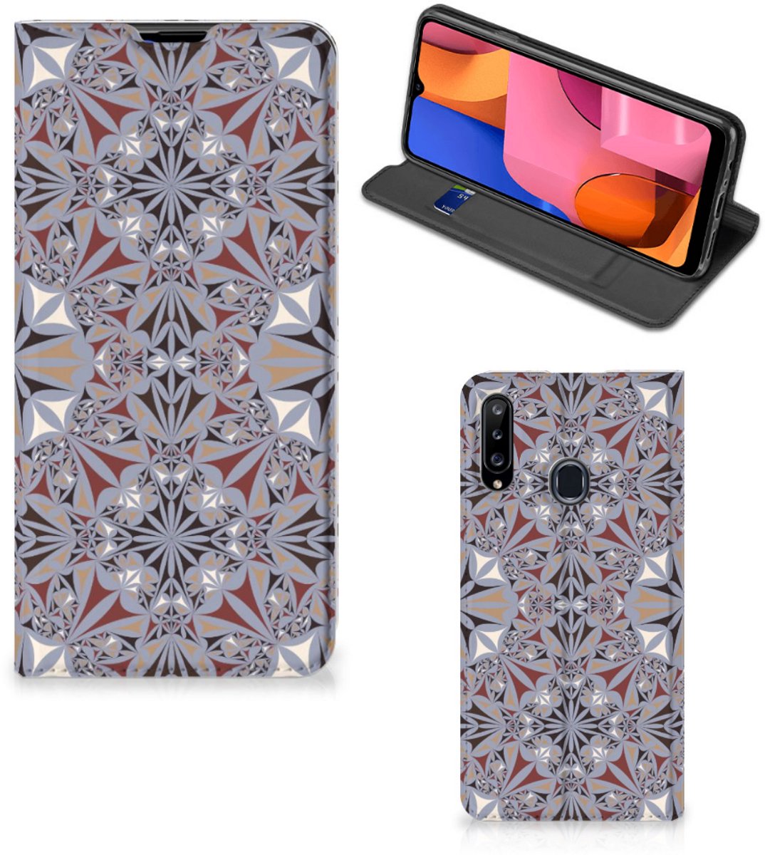 Samsung Galaxy A20s Standcase Flower Tiles