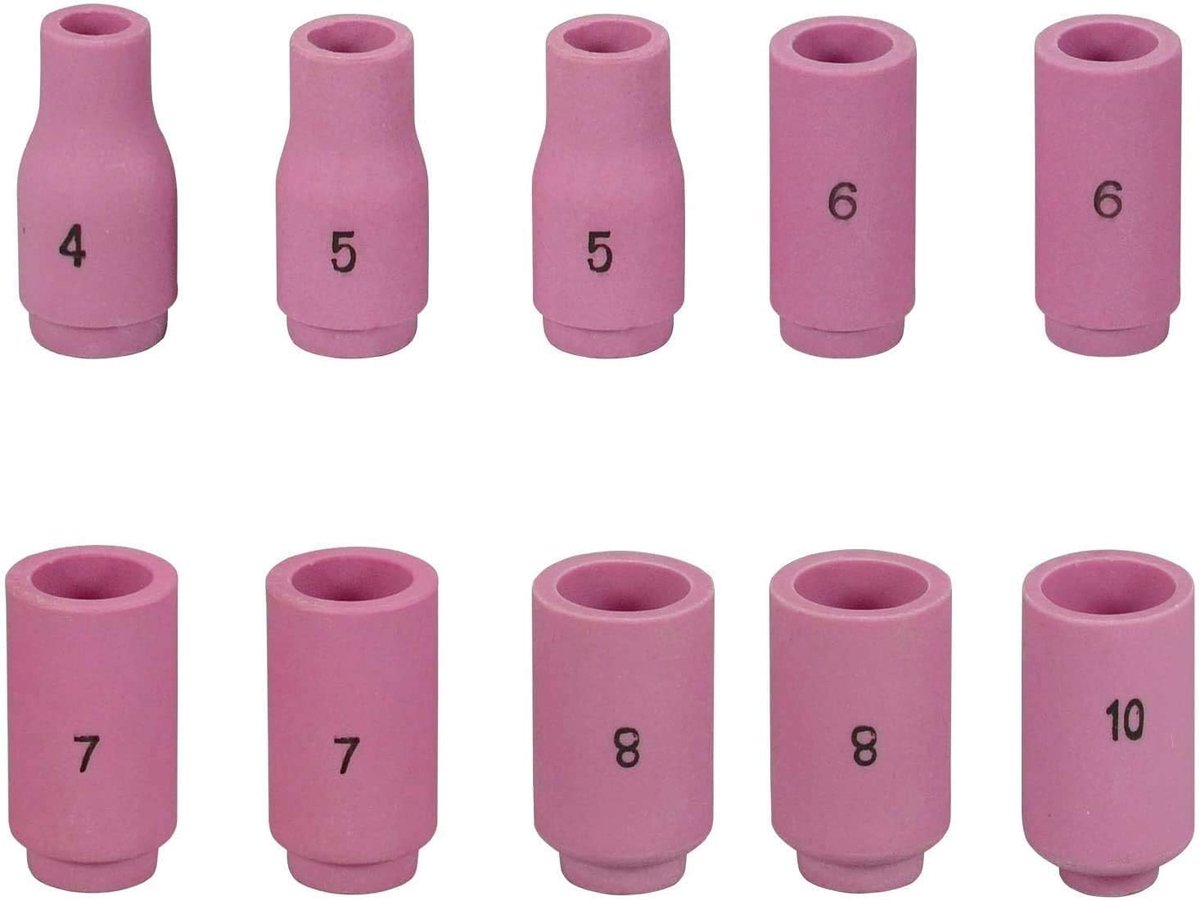 TIG Alumina Nozzles en Lijkwade Shields - 10 Stuks Keramische Cups voor TIG Lastoorten