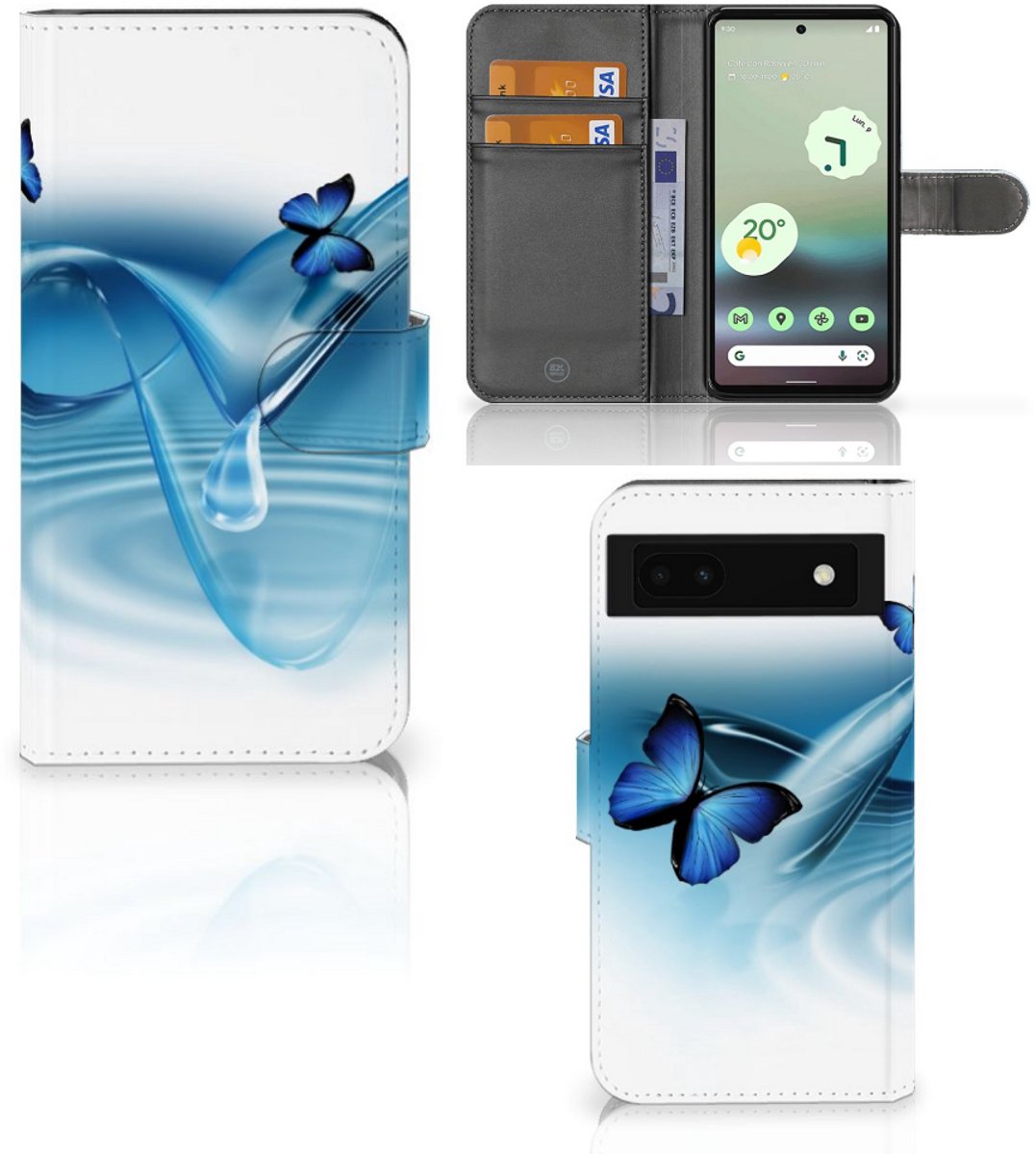 Google Pixel 6A Telefoonhoesje met Pasjes Vlinders