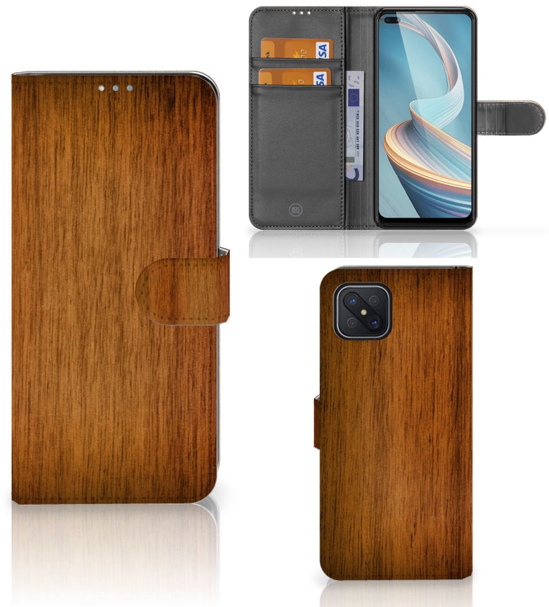 OPPO Reno4 Z Book Style Case Donker Hout
