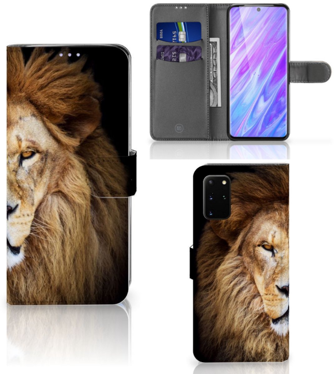 Samsung Galaxy S20 Plus Telefoonhoesje met Pasjes Leeuw