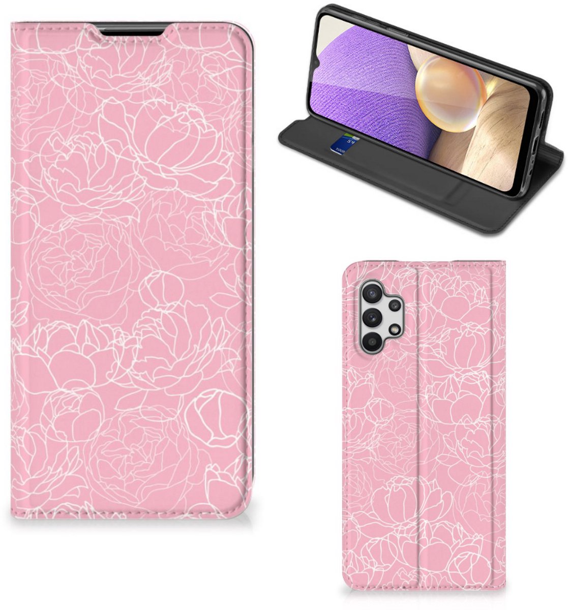Samsung Galaxy A32 5G Smart Cover White Flowers