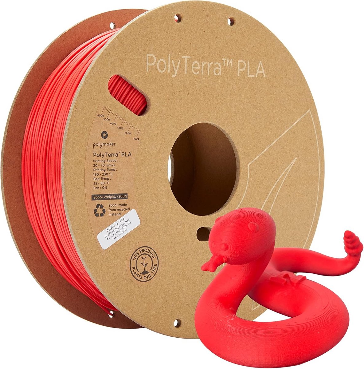 PolyTerra PLA Lava Rood - 1,75 mm - 1 kg 3D Filament