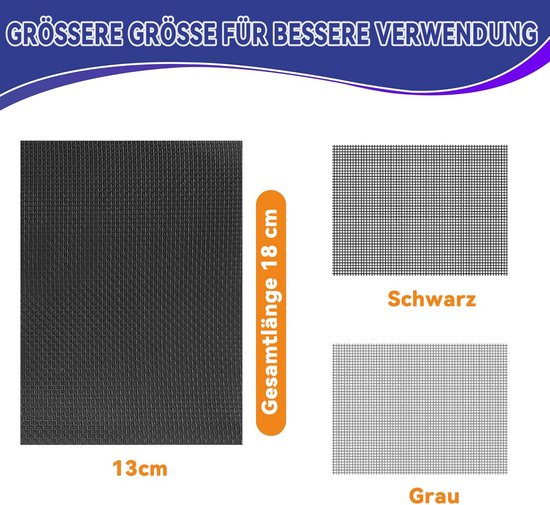 Vliegengaas Reparatieset - 10 Stuks Waterdichte Reparatietape voor Raamgaas - 13 x 18 cm - Zwart van Merkloos — afbeelding 3
