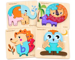 Beberolen Houten Puzzels voor 1 2 3 Jarige Meisjes en Jongens, Dierenpuzzels Montessori Speelgoed, 1e Verjaardagscadeaus voor Baby Peuters, Educatief Leren Voorschools Speelgoed