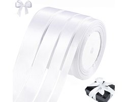 qingmeng Satijnen lint wit, 88 m cadeaulint wit breed, 6/10/15/20 mm lint, cadeaulint wit bruiloft stof, lint cadeaulint voor doop verjaardag decoratie geschenkverpakking