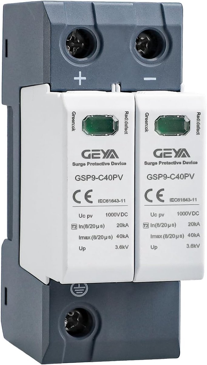 Laagspanning overspanningsbeveiliging voor zonnepanelen - 20KA-40KA - Bliksembeveiliging DC (2P, 1000V)