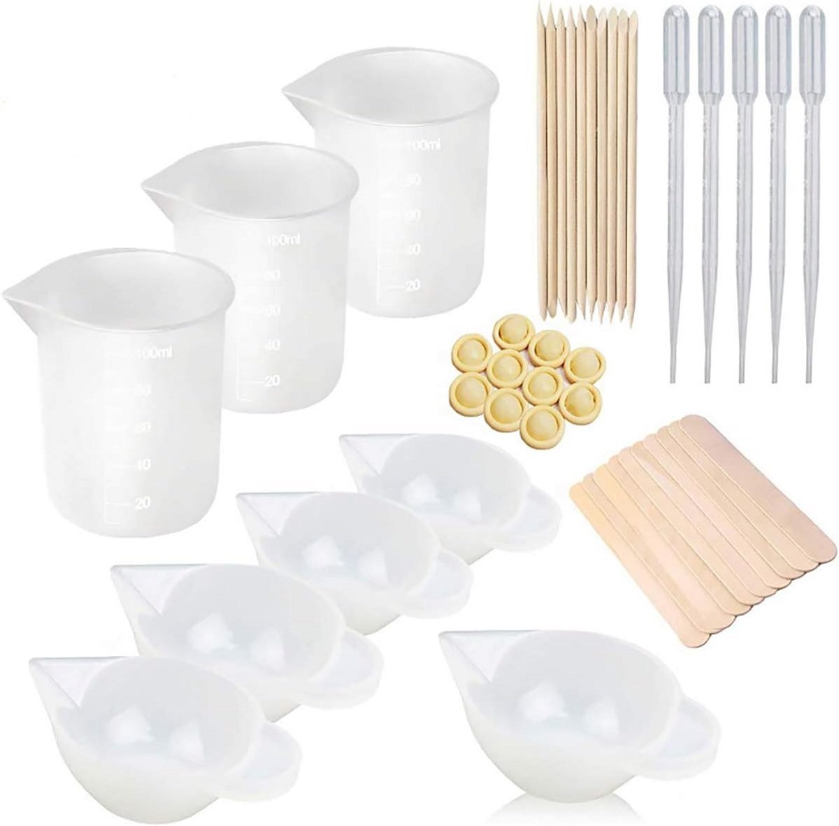 43 Stuks Silicone Maatbekers Set voor Hars en Kunsthandigheden