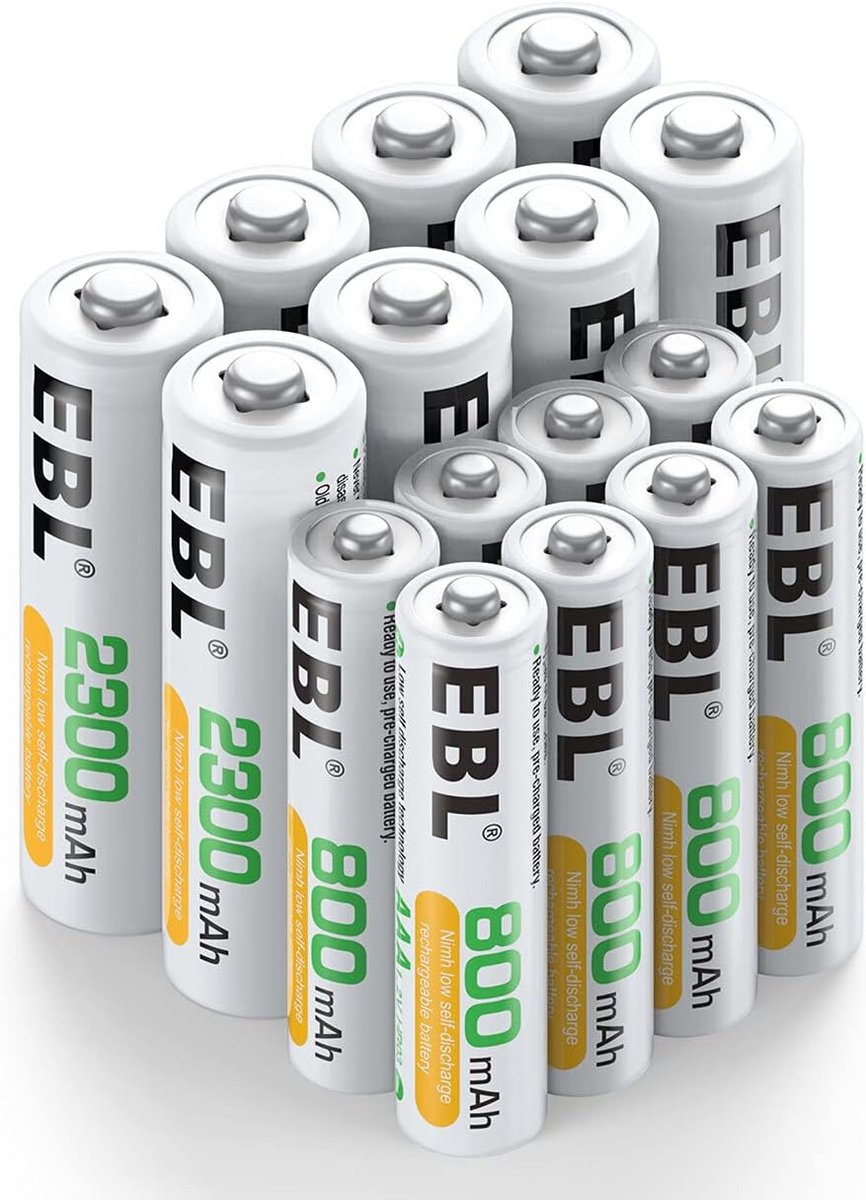 Oplaadbare AA en AAA batterijset - 16 stuks - Perfect voor duurzame energieoplossingen