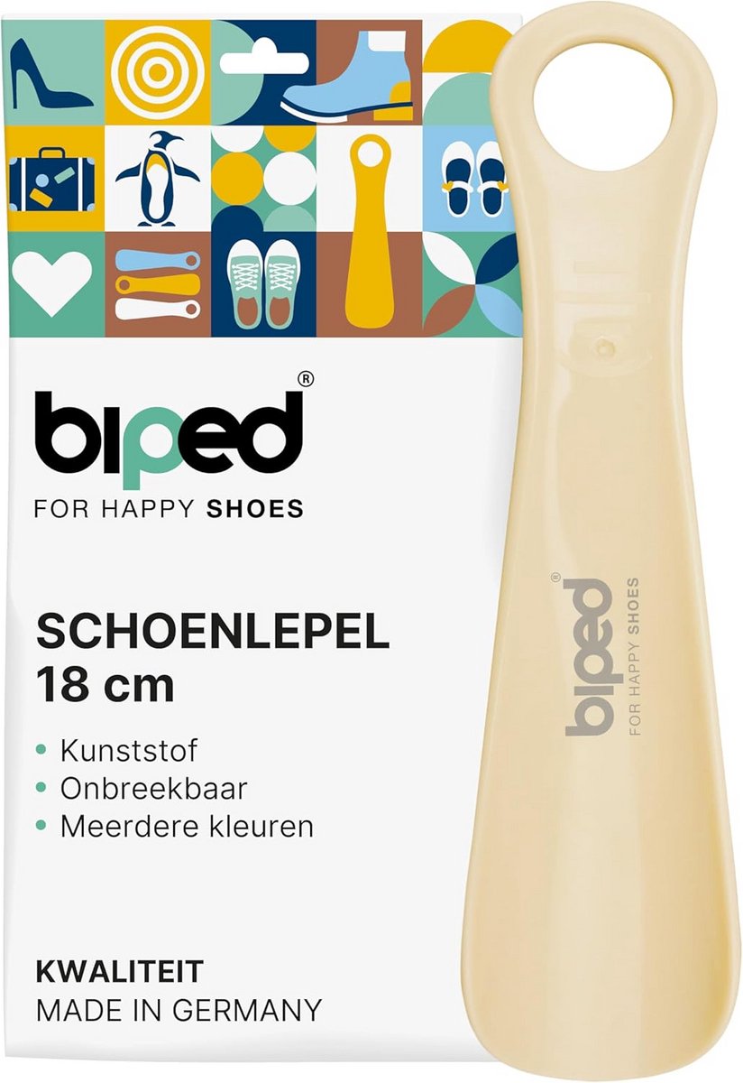 Schoenlepel Kunststof - Hiel Helper - Schoenen Aantrekken - Gemaakt in Duitsland - 18 cm - Ivoor