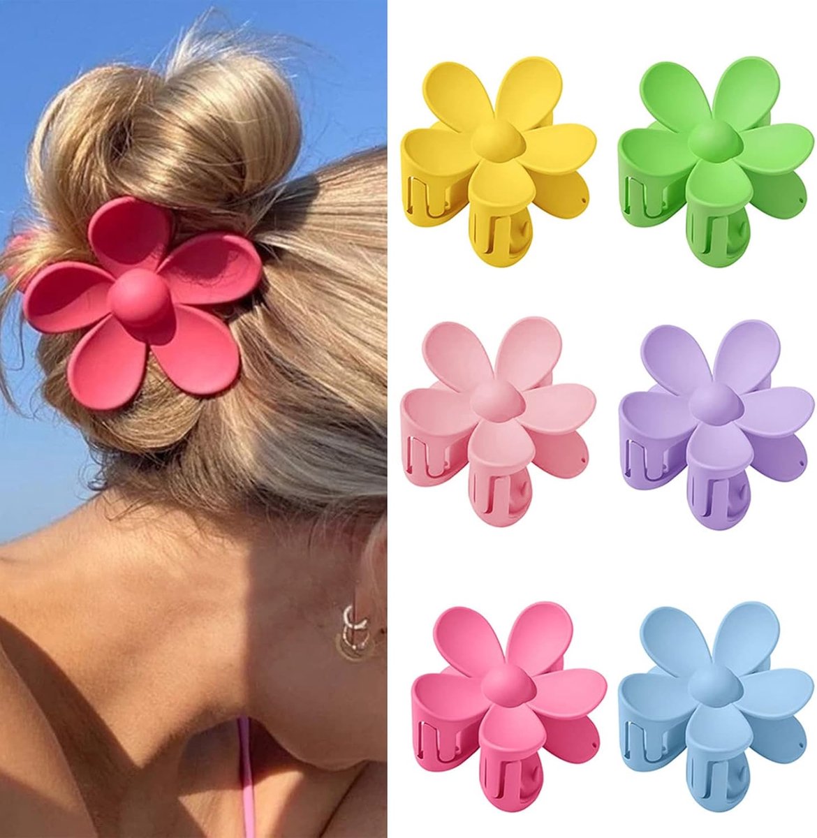 Grote Klauwen Haarspelden - Matte Bloemen Haarclips in 6 Kleuren