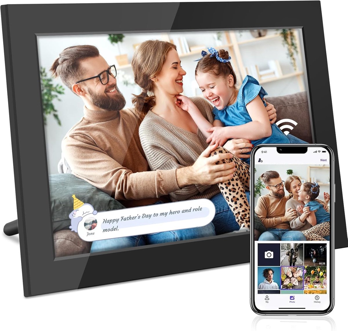 Digitale fotolijst 10,1 inch met 32 GB geheugen en IPS-HD-touchscreen
