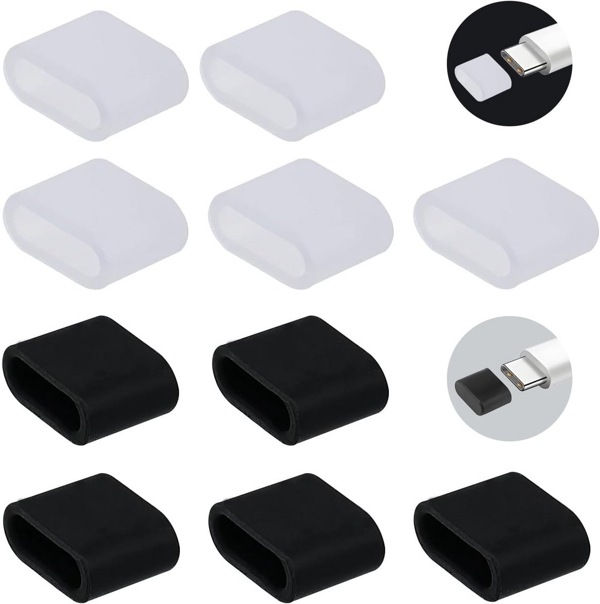 USB-C beschermkapset - 10 stuks siliconen stofkappen voor USB Type C aansluitingen