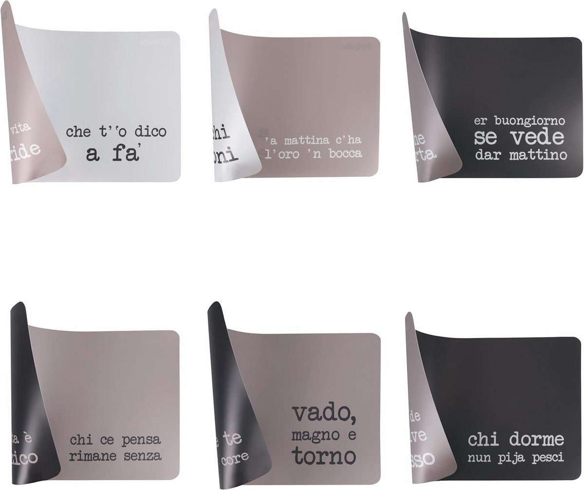 Set van 6 Dubbelzijdige Placemats 45 x 30 cm van PP-Kunststof voor elke Tafel