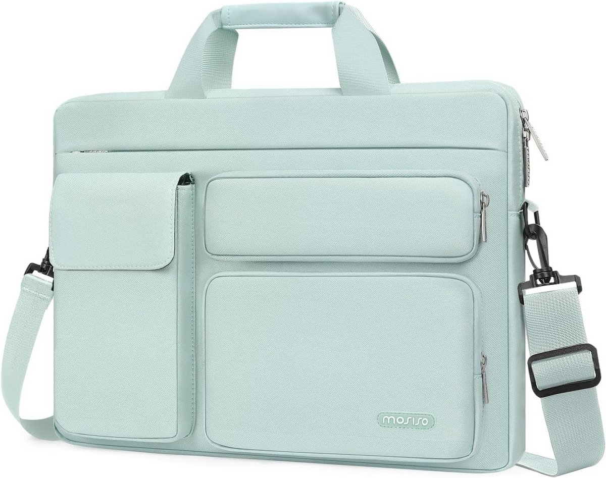 Laptop Schouder Tas met Verhoogde en Flapover Pocket en Handvat