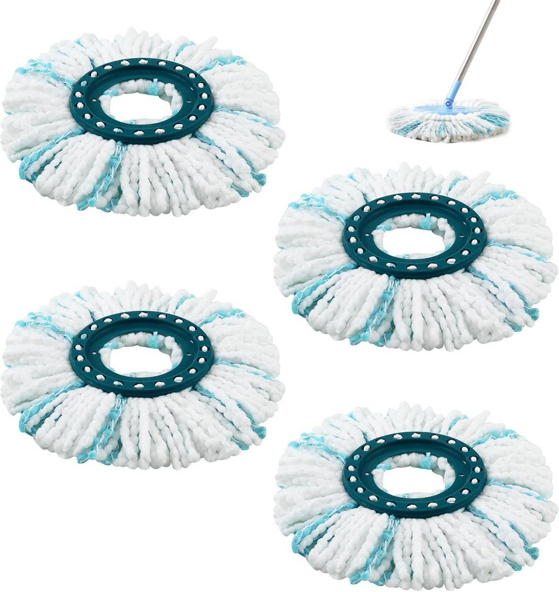 Clean Twist Dweilkoppen Voor Vloertypes - Verpakking van 4 Stuks