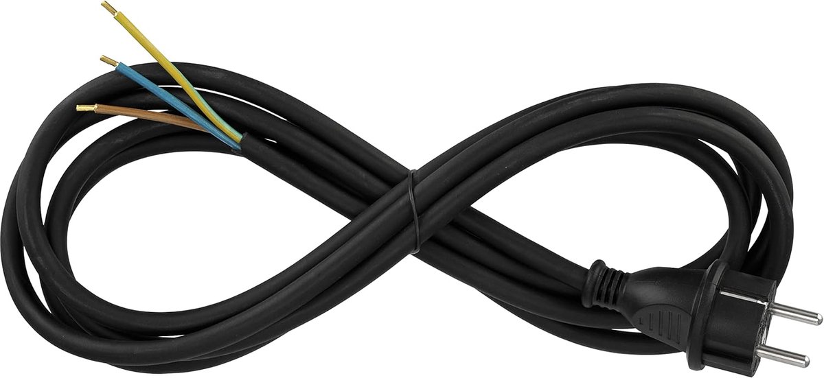Voedingskabel voor Buiten - 3 m Stroomkabel met Stekker, IP44, 3680 W