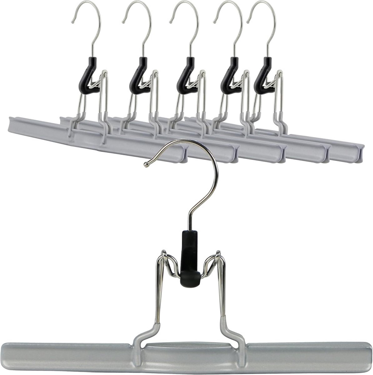 Klemhanger voor broeken - Set van 6 - Zilver