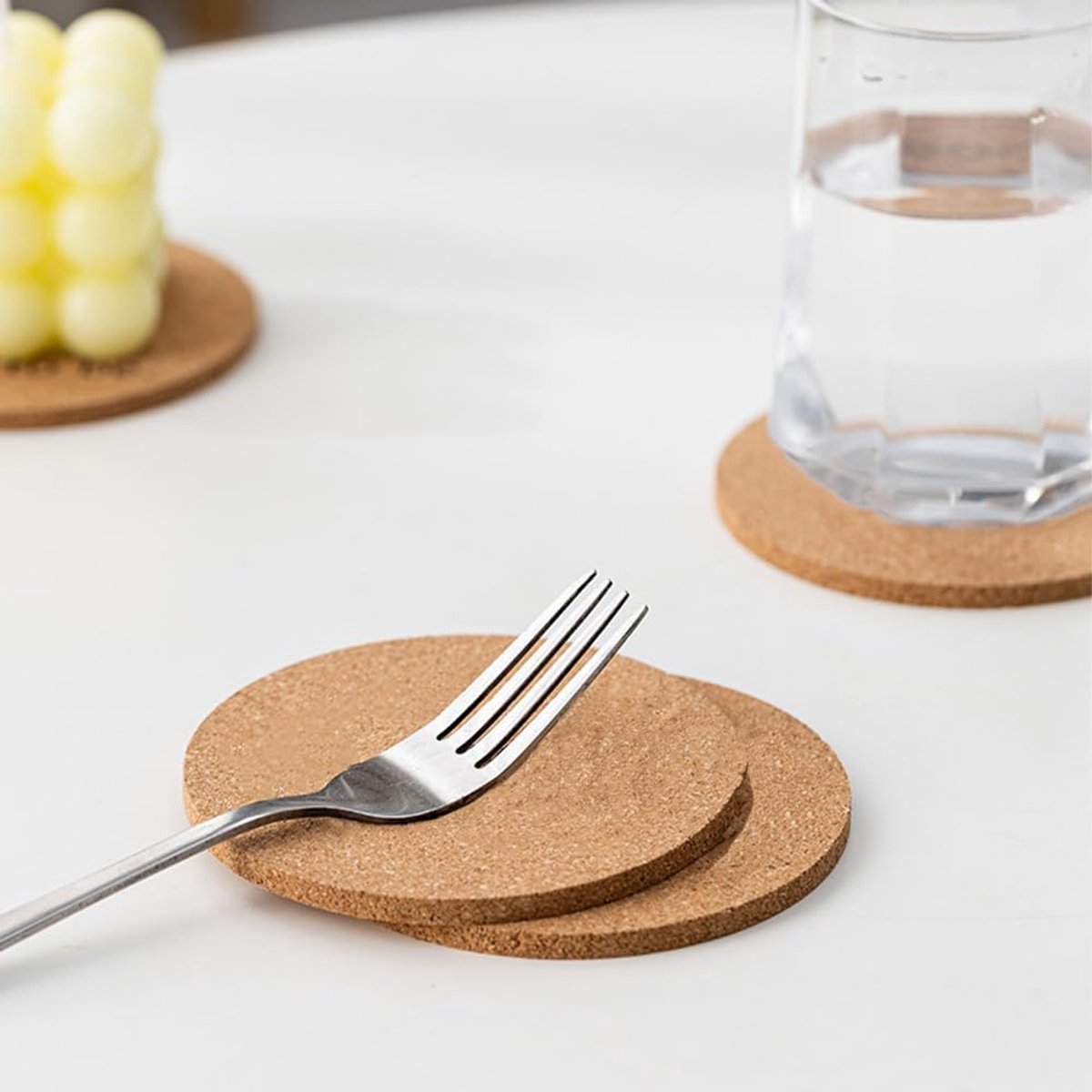 Ronde Kurk Onderzetters Set van 2 - Hittebestendig en Antislip 10 cm