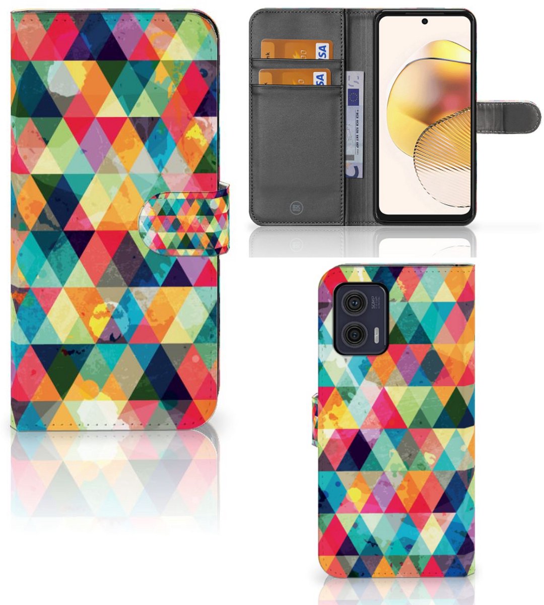 Motorola Moto G73 Telefoon Hoesje Geruit