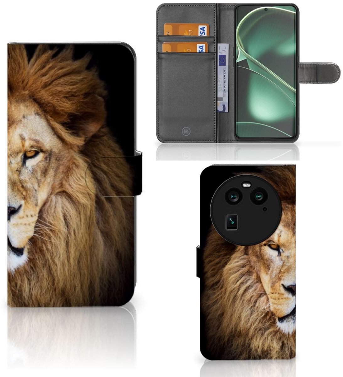 OPPO Find X6 Telefoonhoesje met Pasjes Leeuw
