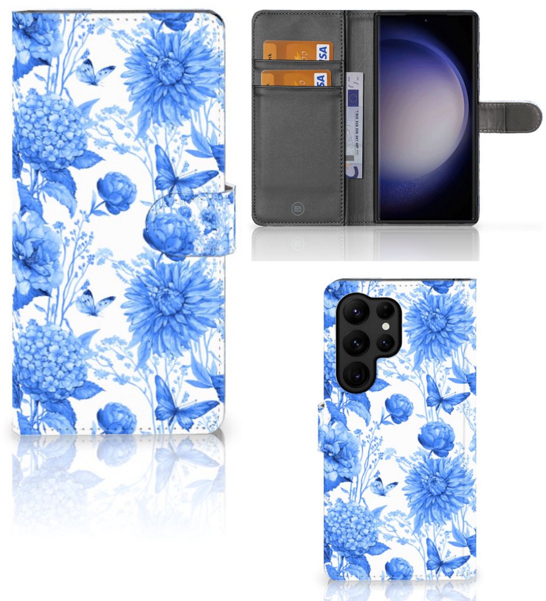 Hoesje voor Samsung Galaxy S23 Ultra Flowers Blue