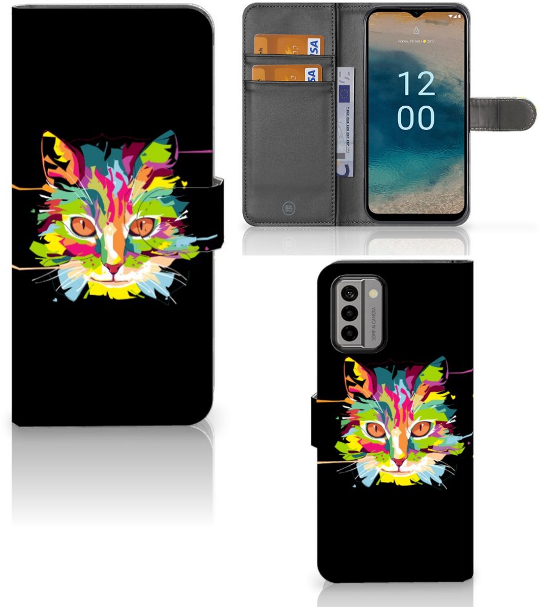 Nokia G22 Leuk Hoesje Cat Color