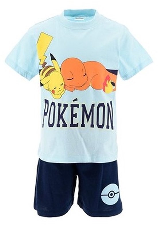 Pokemon Jongens Pyjama - Blauw - Katoen - Maat 128 - Shortama
