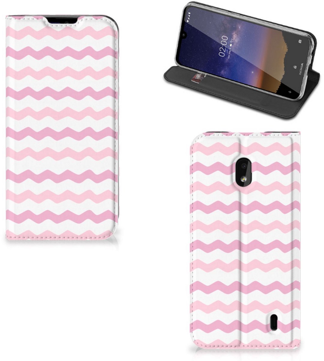 Nokia 2.2 Hoesje met Magneet Waves Roze