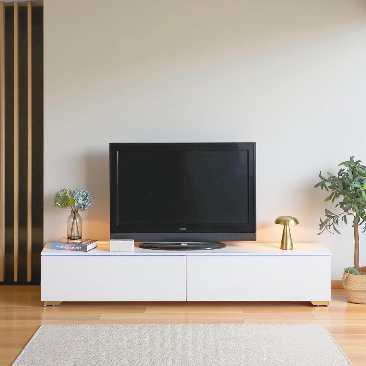 Moderne TV Kast met LED Verlichting - Wand- of Staande Opstelling - 180 cm
