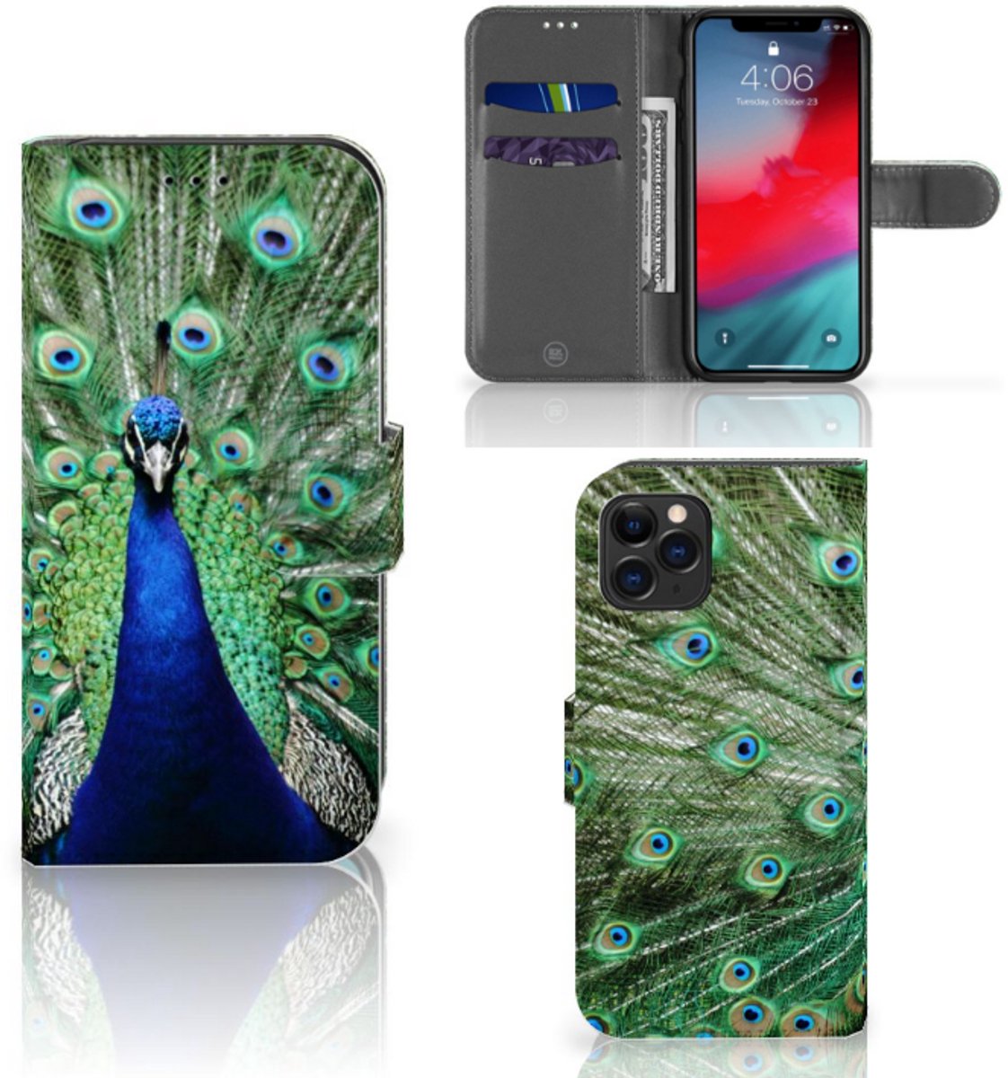 Apple iPhone 11 Pro Telefoonhoesje met Pasjes Pauw