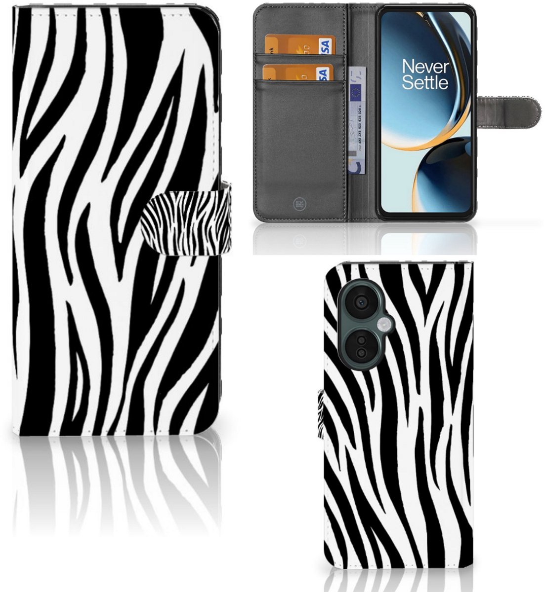 OnePlus Nord CE 3 Lite Telefoonhoesje met Pasjes Zebra