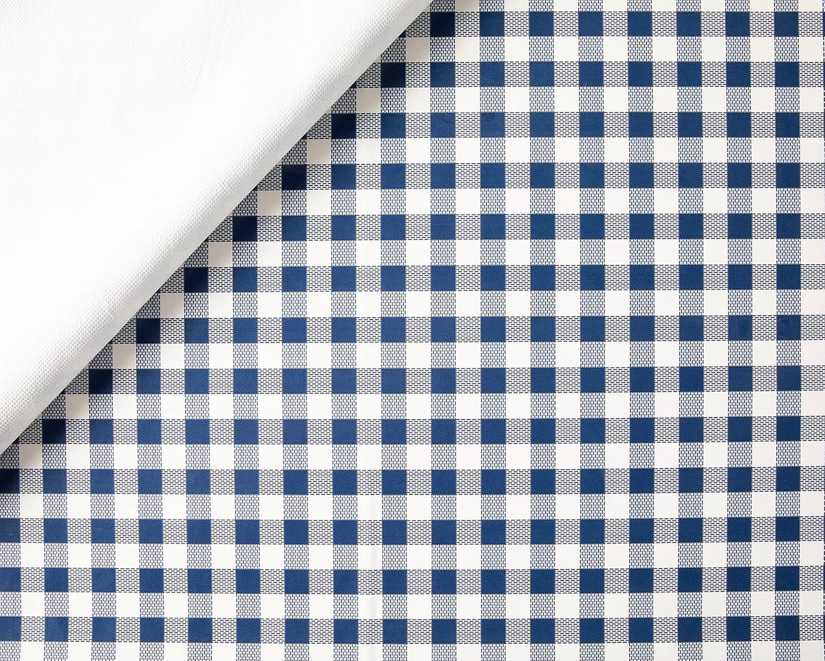 Rechthoekig PVC Tafelkleed 140 x 180 cm in Blauwe Vichy