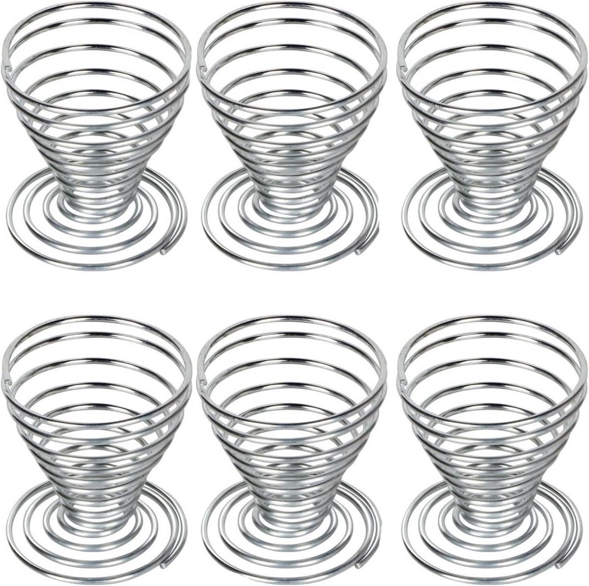 RVS Spiralvormige Eierdopjes - Stapelbare Eierdopjes voor Ontbijt (Set van 6)