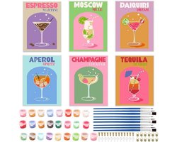 Schilderen op Nummer: 6 Delige Set voor Volwassenen - DIY Acryl Schilderijen voor Thuisdecoratie