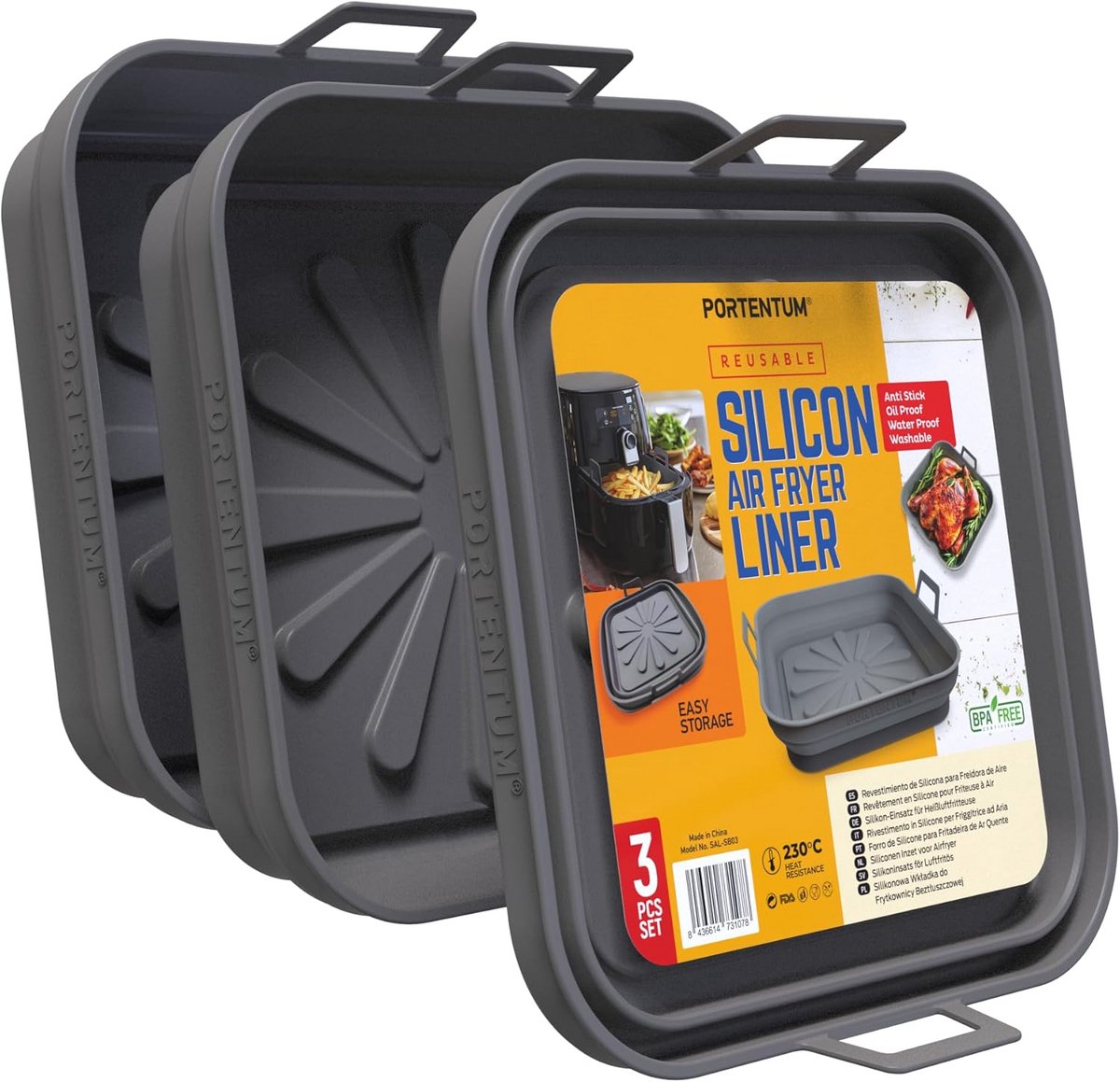 Siliconen Airfryer Liners – Set van 3 Herbruikbare Ronde Vormen (22,5 cm) – LFGB & BPA-vrij – Airfryer Accessoires