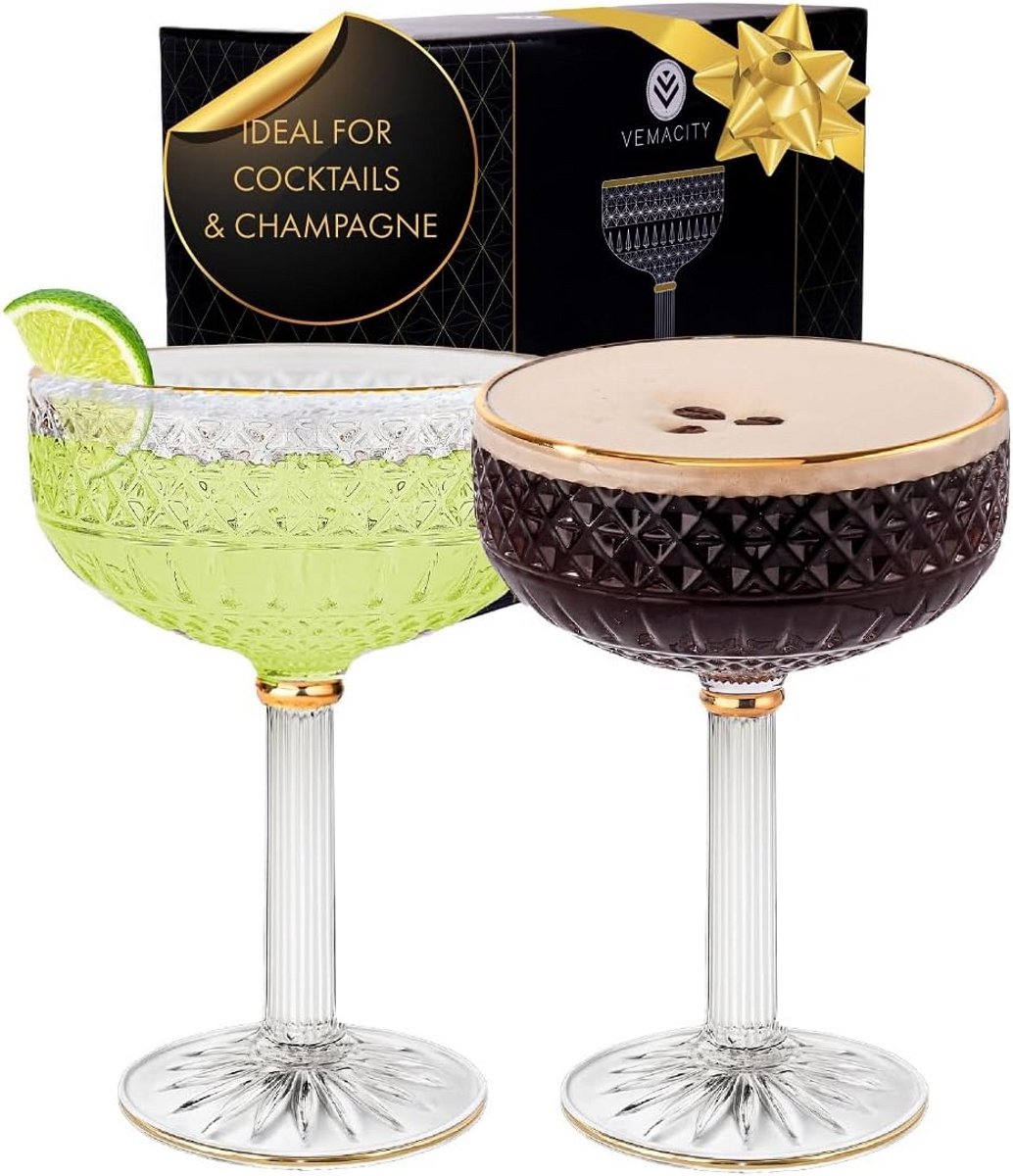 Set van 4 Luxe Kristallen Coupe Glazen - Perfect voor Cocktails en Champagne