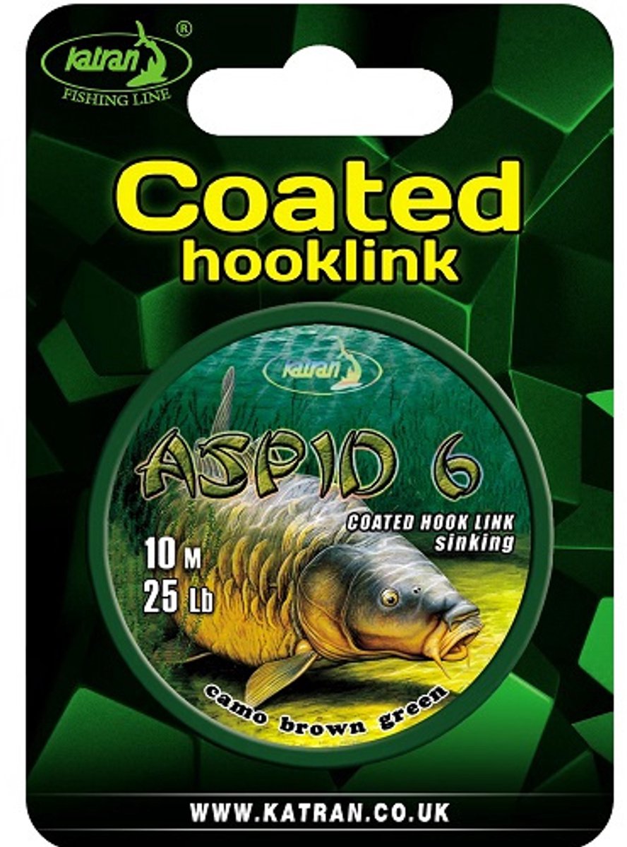 Katran Onderlijnmateriaal ASPID 6 Coated Braided Hooklink 25lb 10mtr