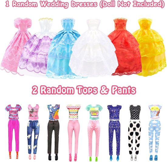 Poppenkleding en accessoires set met kast voor 11,5 inch poppen - Modeontwerpen voor meisjes van Merkloos — afbeelding 5