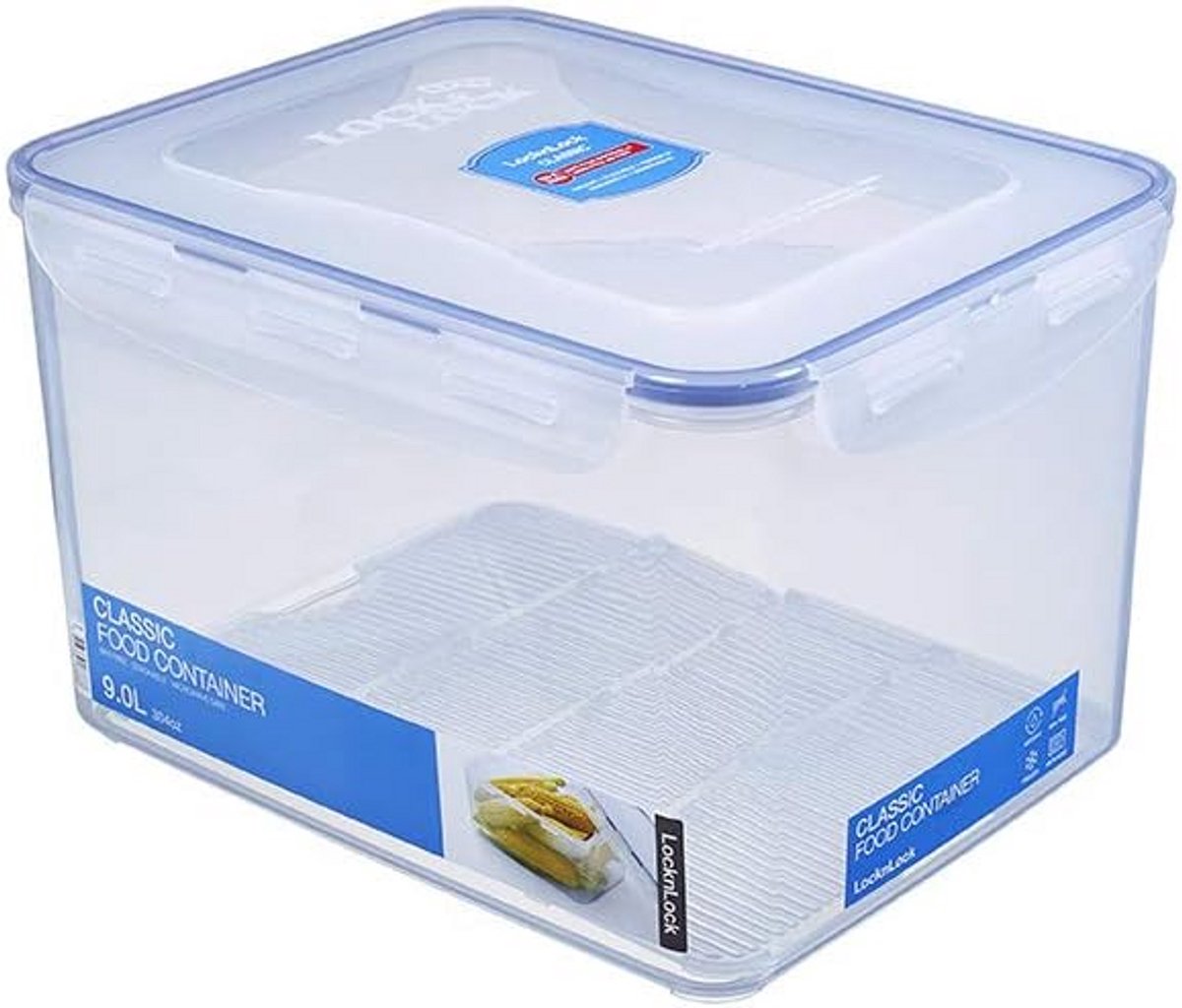 Rechthoekige Opbergbak - Helder/Blauw, 9 l, Multifunctionele Voedselcontainer