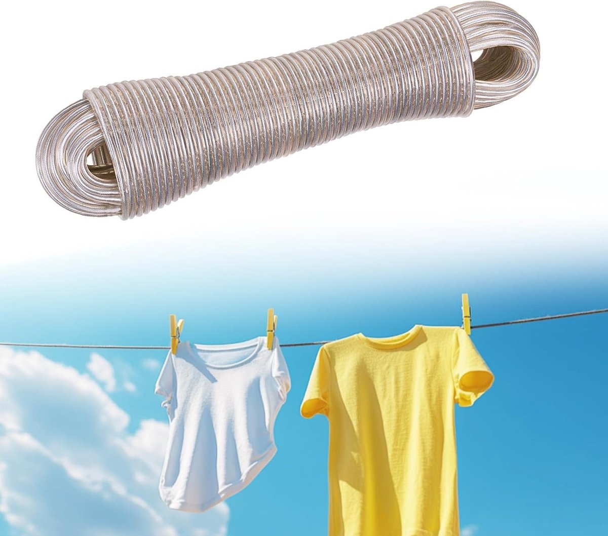 30 meter waslijn voor binnen en buiten drogen van kleding