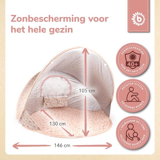 Pop-up strandtent met UV-bescherming 40+, ideale zonwering voor baby's van Merkloos — afbeelding 2