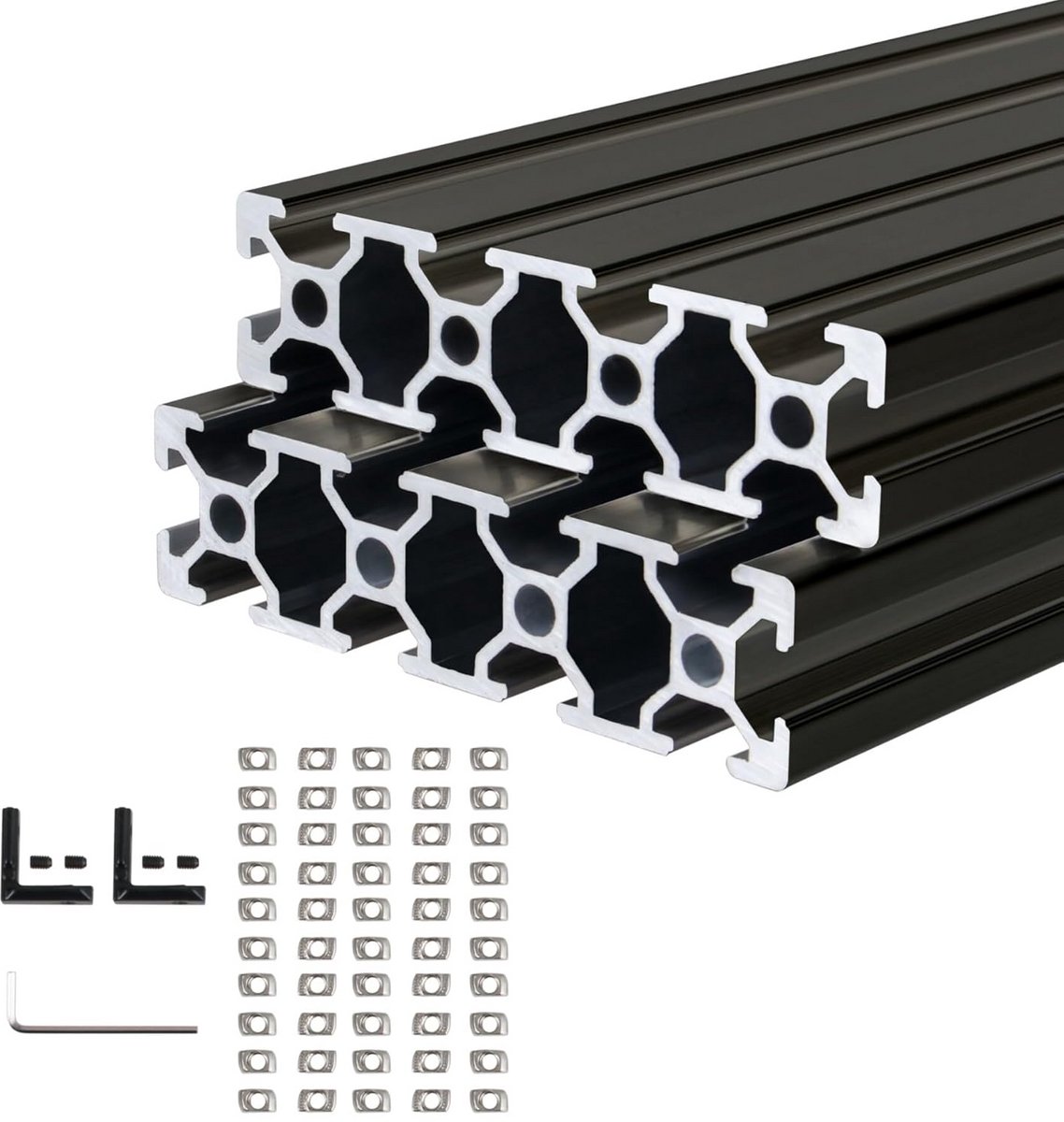 Aluminium profiel extrusies 20 x 80 mm - 2 stuks - Geanodiseerd T-type met accessoires voor CNC-machines