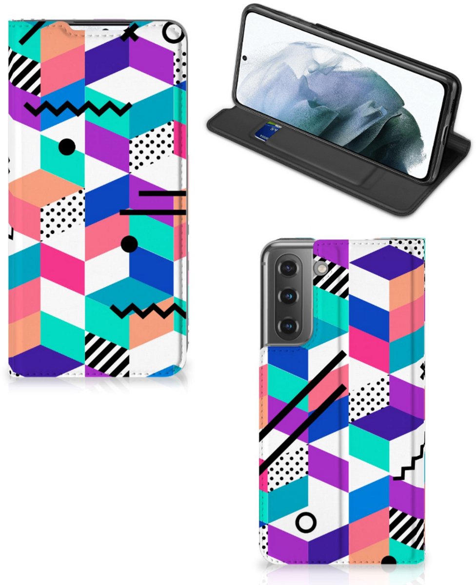 Samsung Galaxy S21 FE Stand Case Blokken Kleurrijk