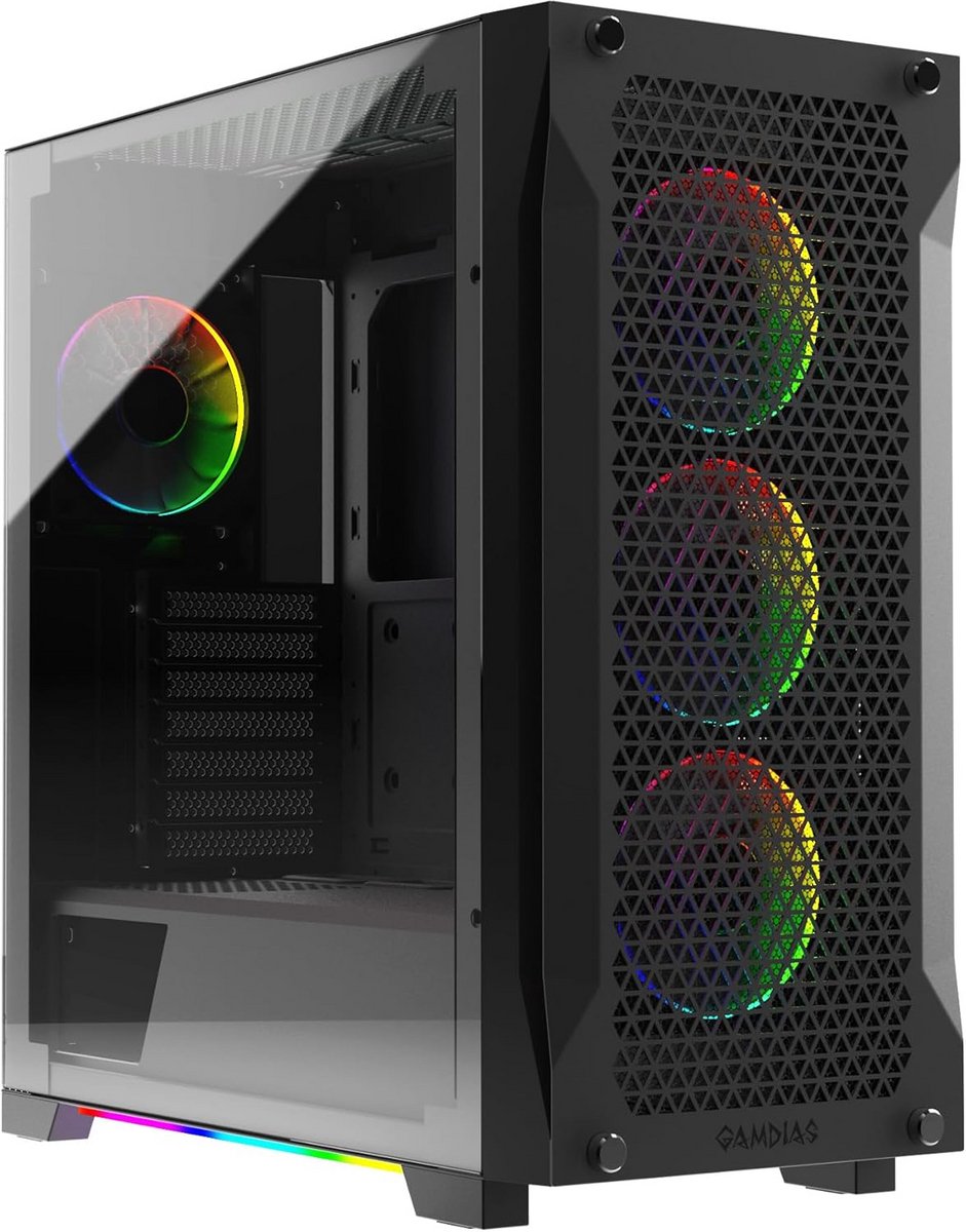 ATX Mid Tower Gaming PC-behuizing met Gehard Glas, ARGB Ventilatoren en Excellent Luchtstroomontwerp